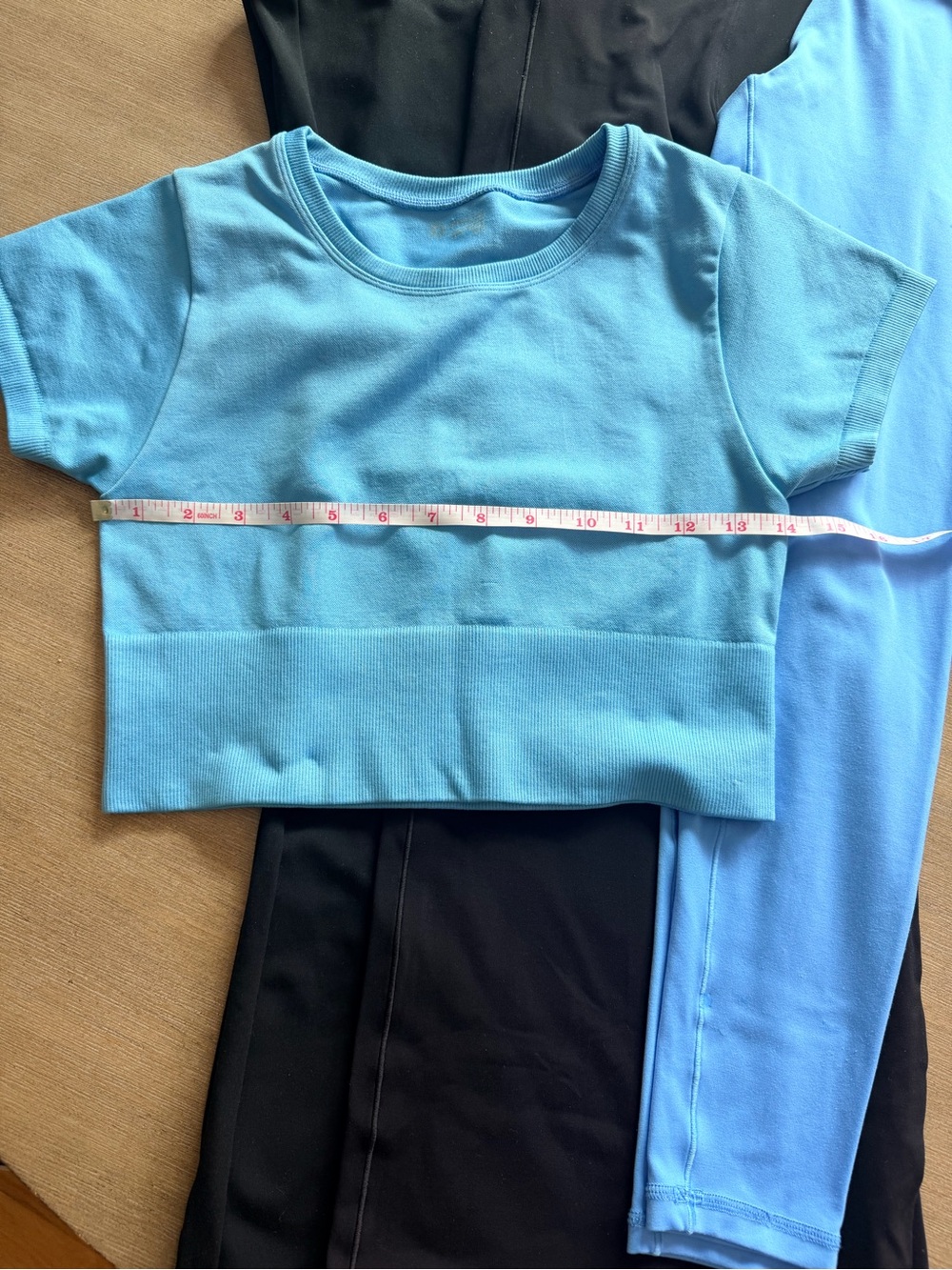 Offline Blue Athletic Top & Leggings Set with of 4 Black Leggings - Picture 3 of 15